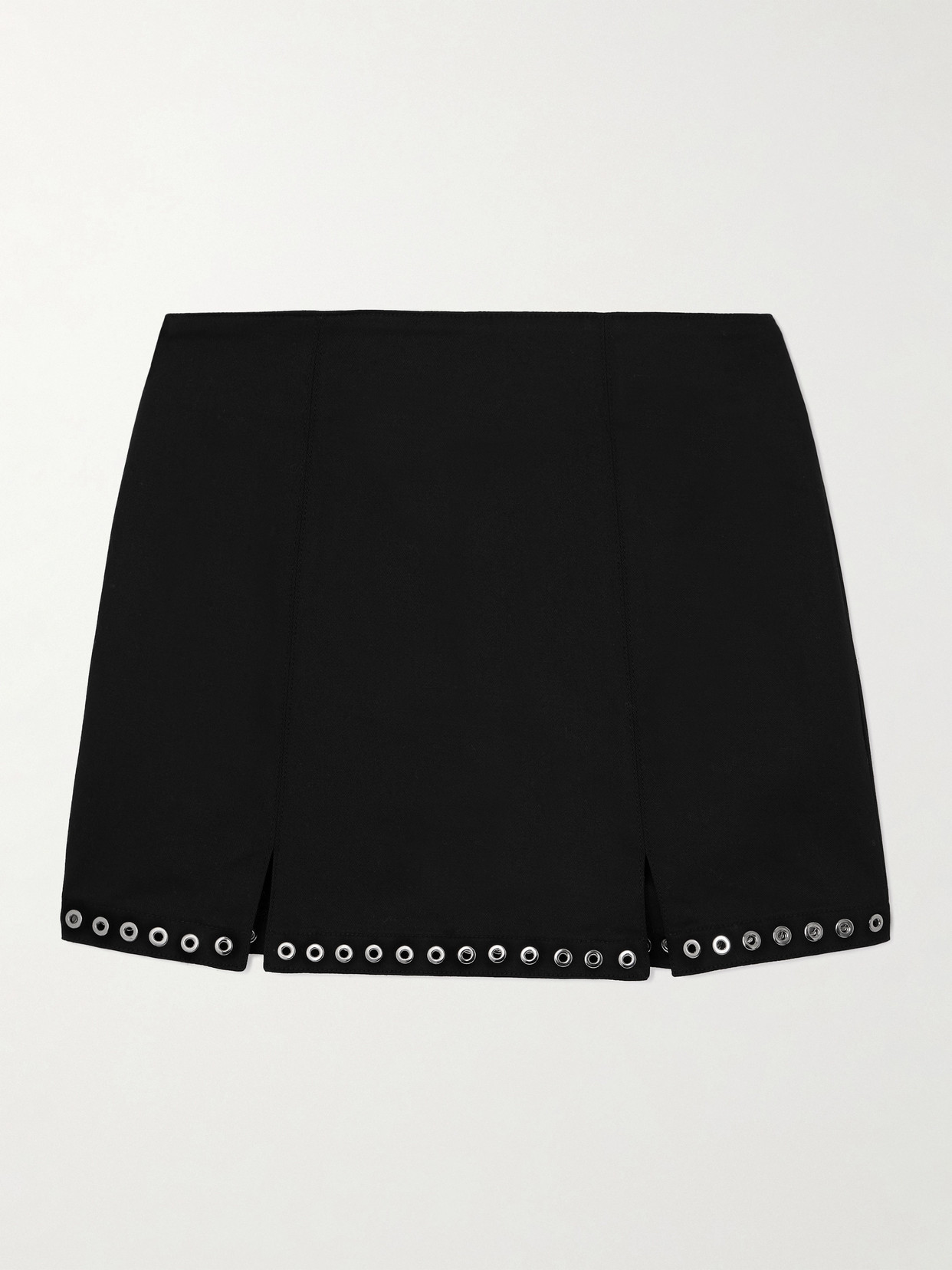 LUDOVIC DE SAINT SERNIN LISETTE PANELED EYELET-EMBELLISHED COTTON-BLEND TWILL MINI SKIRT