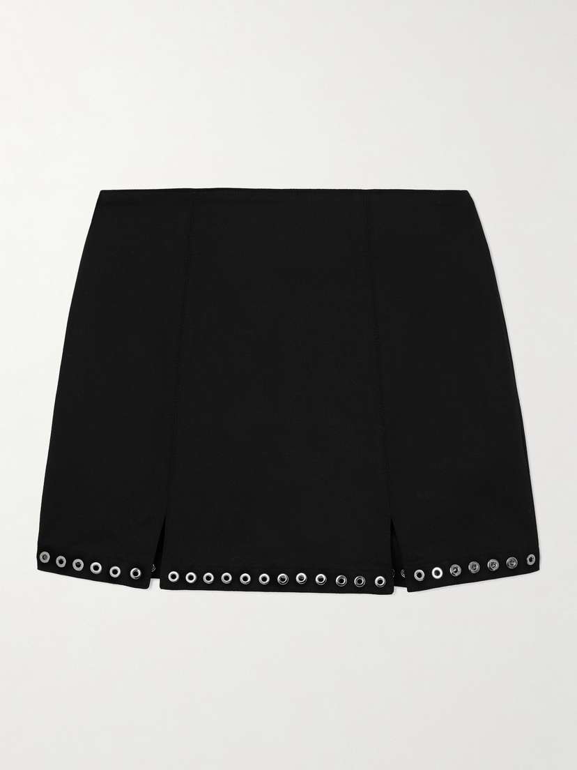 Ludovic de Saint Sernin Lisette Paneled Eyelet-embellished Cotton-blend Twill Mini Skirt