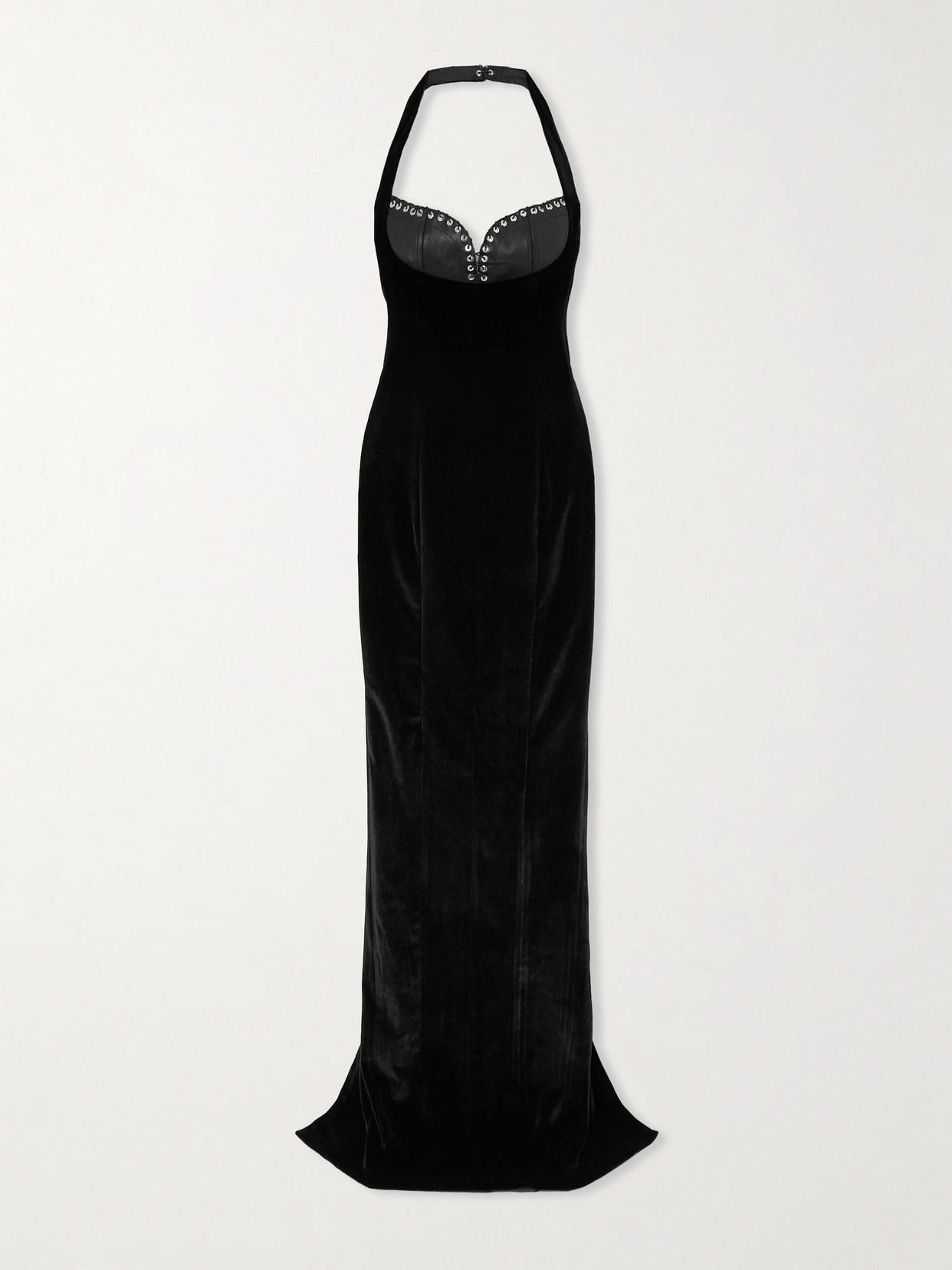 Ludovic De Saint Sernin Grace Velvet Bustier Maxi Dress In Black