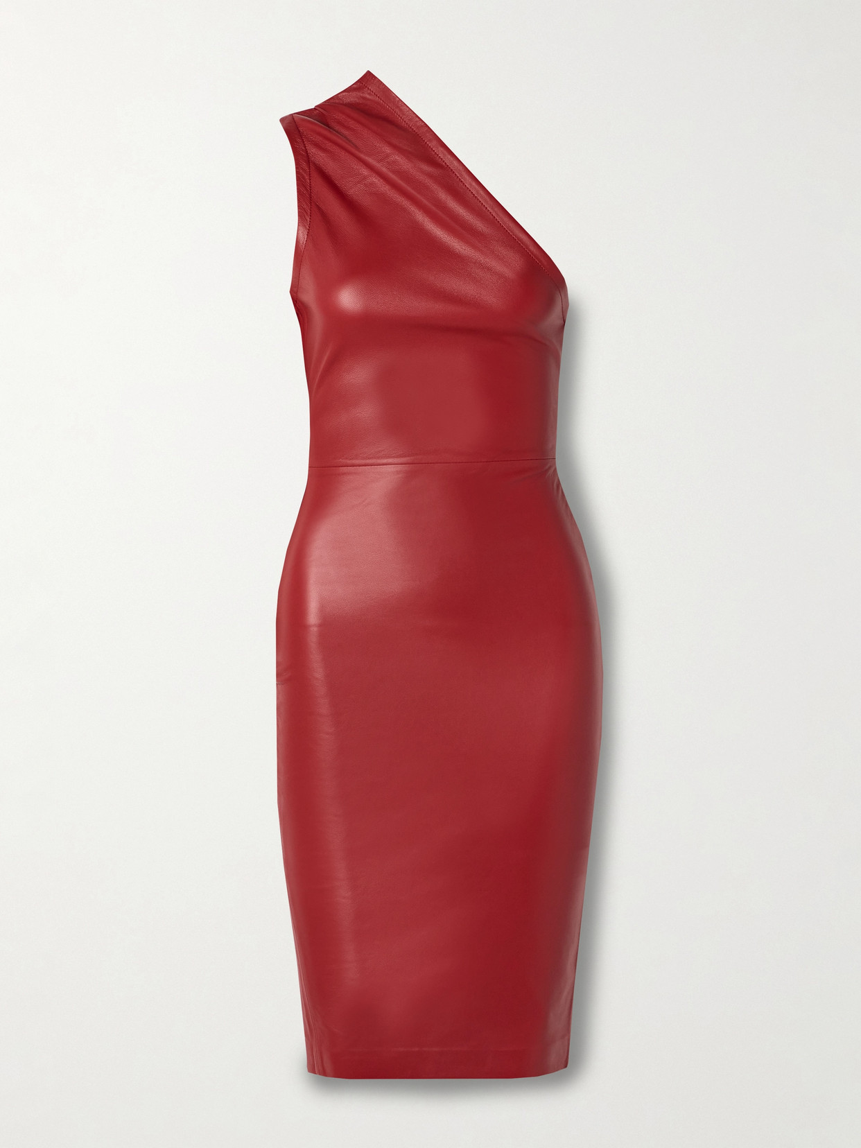 Ludovic de Saint Sernin - Melrose One-shoulder Leather Dress - Red