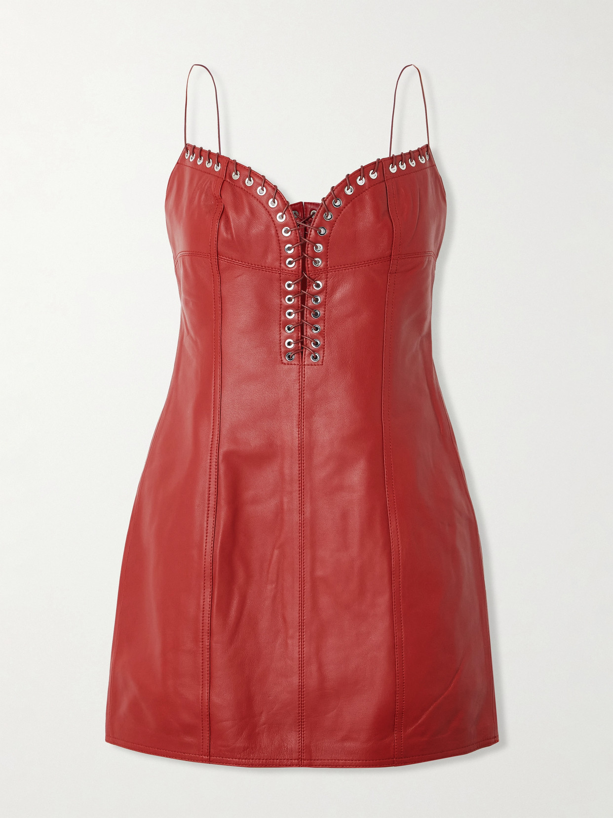 Ludovic de Saint Sernin - Kim Leather Mini Dress - Red