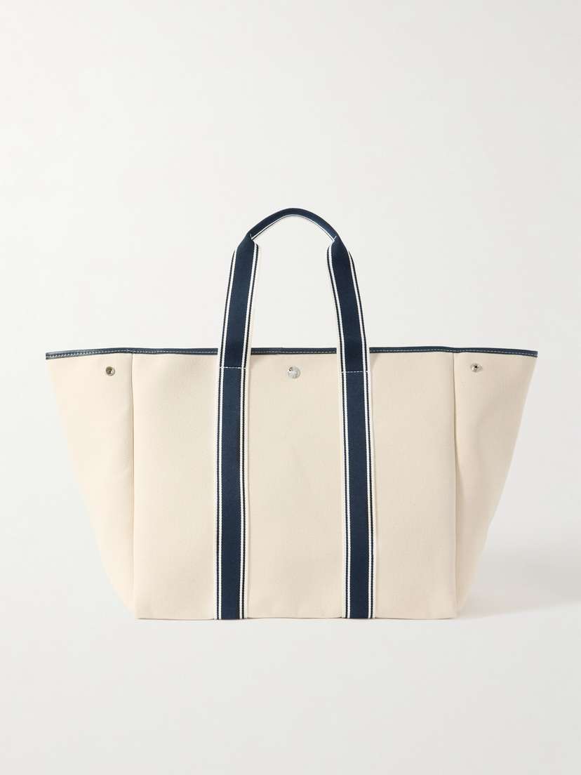 RUE de VERNEUIL Cruise Line Traversée Large Leather- And Webbing-trimmed Canvas Tote