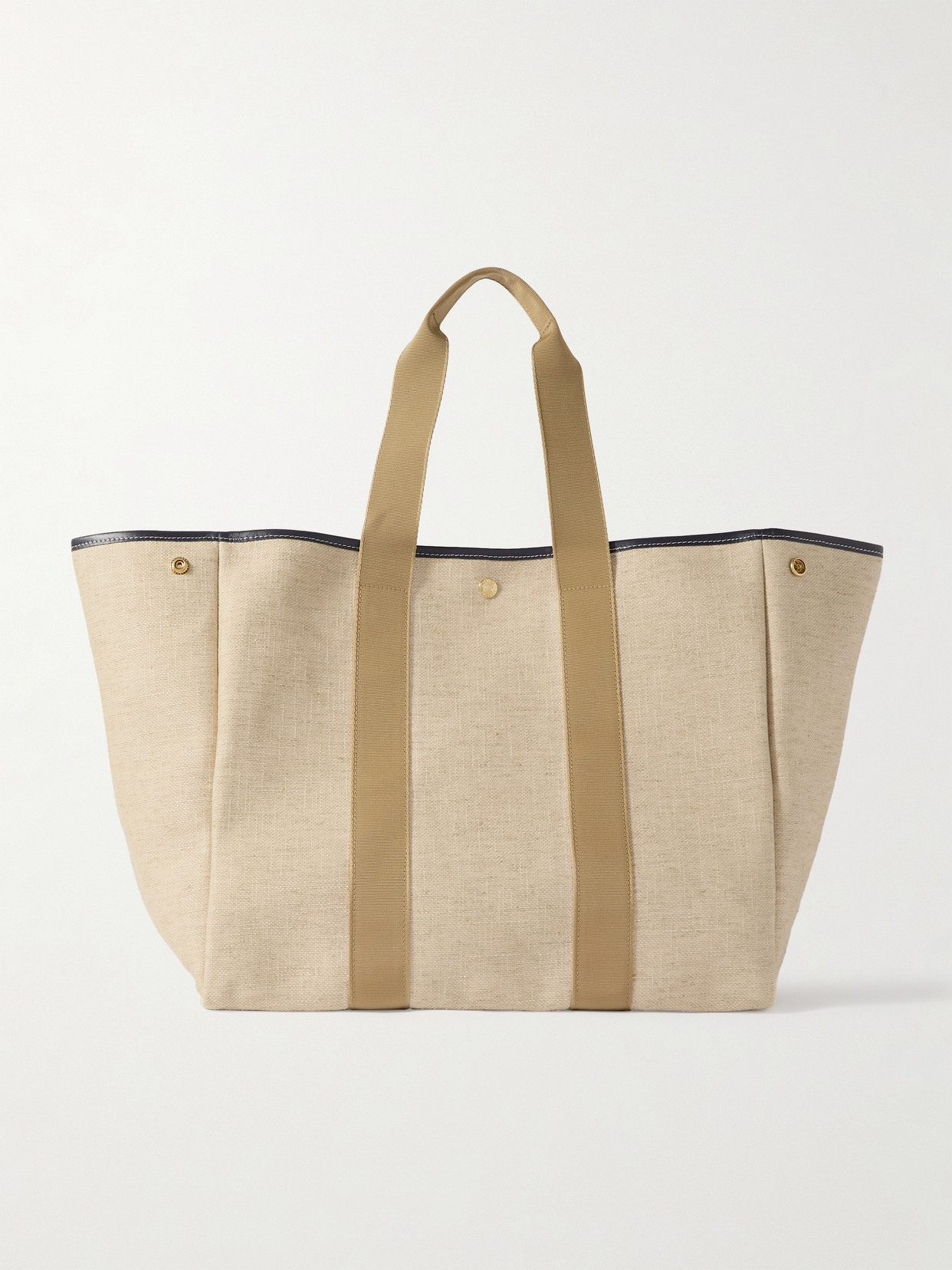 Rue De Verneuil Traversée Large Leather- And Webbing-trimmed Canvas Tote In Neutrals