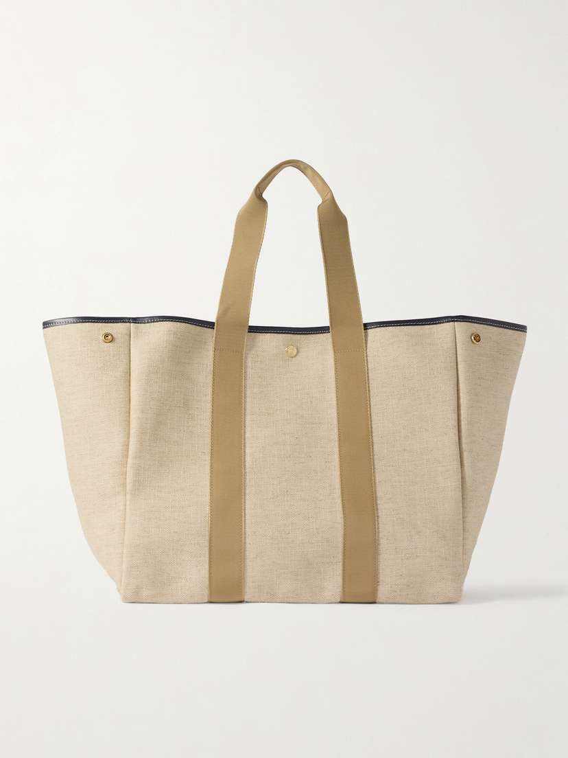 RUE de VERNEUIL Traversée Large Leather- And Webbing-trimmed Canvas Tote
