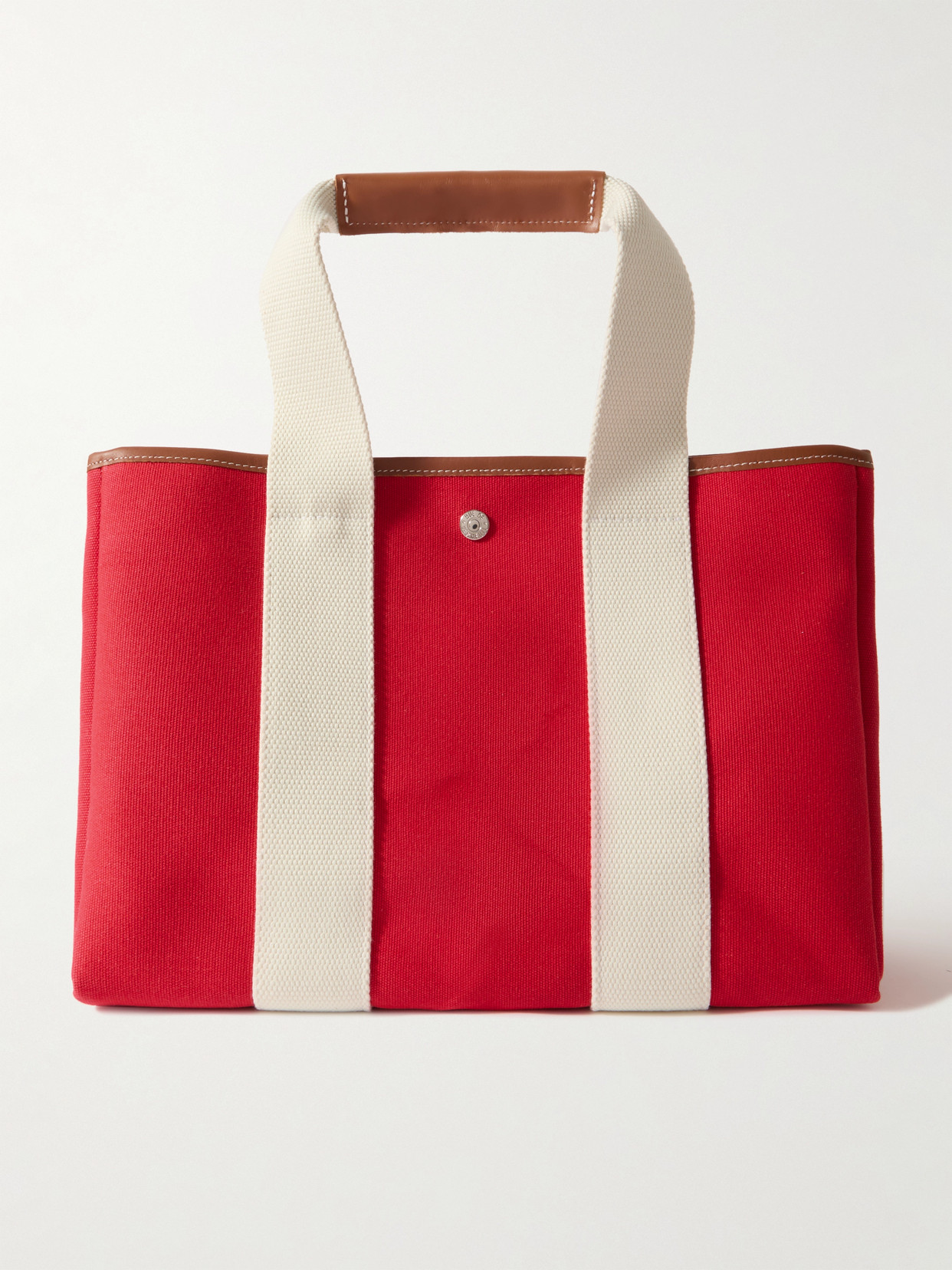 Rue De Verneuil St Paul Traversée Medium Leather- And Webbing-trimmed Canvas Tote In Red