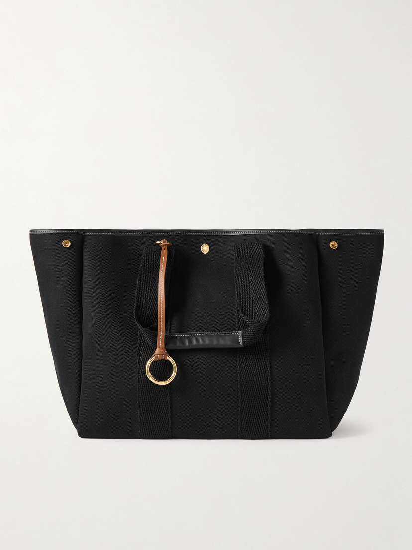 RUE de VERNEUIL Traversée Leather And Webbing-trimmed Cotton-canvas Tote