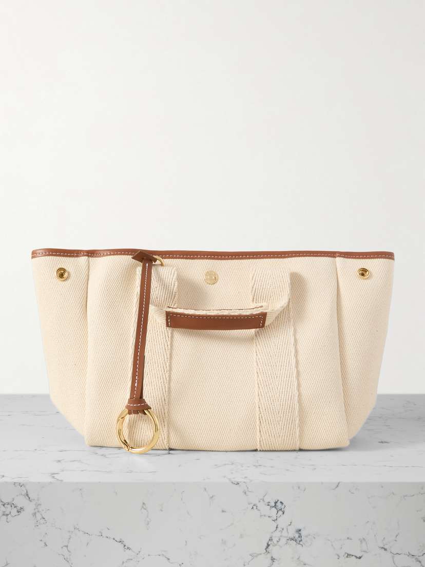 RUE de VERNEUIL Traversée Leather And Webbing-trimmed Cotton-canvas Tote
