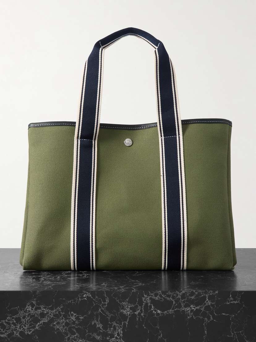 RUE de VERNEUIL Cruise Line Traversée Medium Leather- And Webbing-trimmed Canvas Tote
