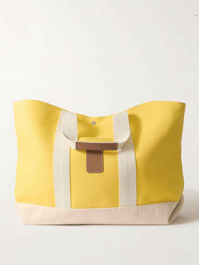 RUE de VERNEUIL St Paul Tool Extra Large Leather And Webbing-trimmed Canvas Tote