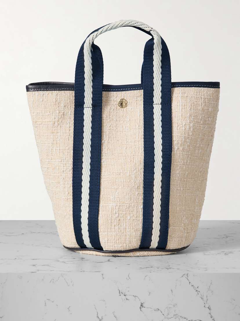 RUE de VERNEUIL Cruise Bucket Small Leather- And Webbing-trimmed Canvas Tote