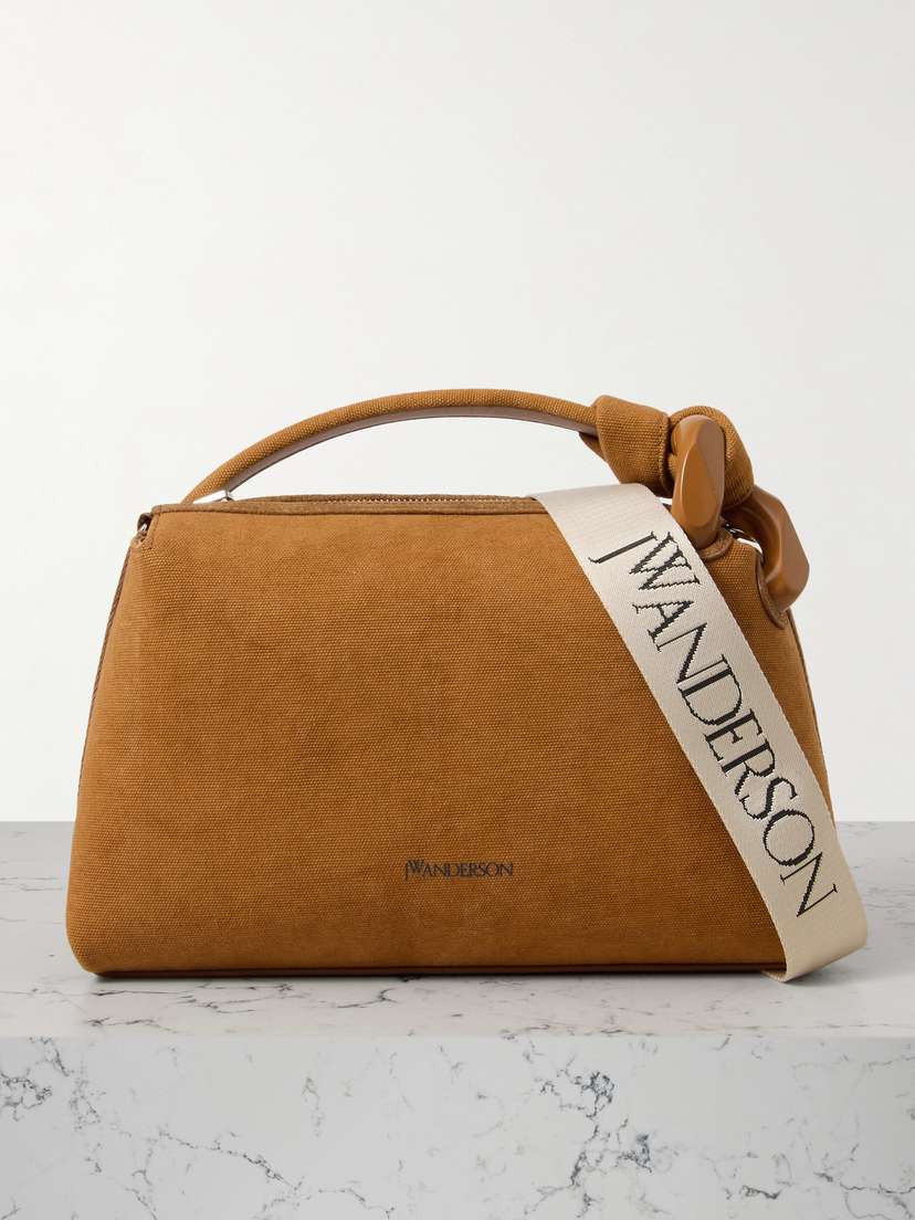 JW Anderson Jwa Corner Chain-embellished Webbing-trimmed Canvas Shoulder Bag