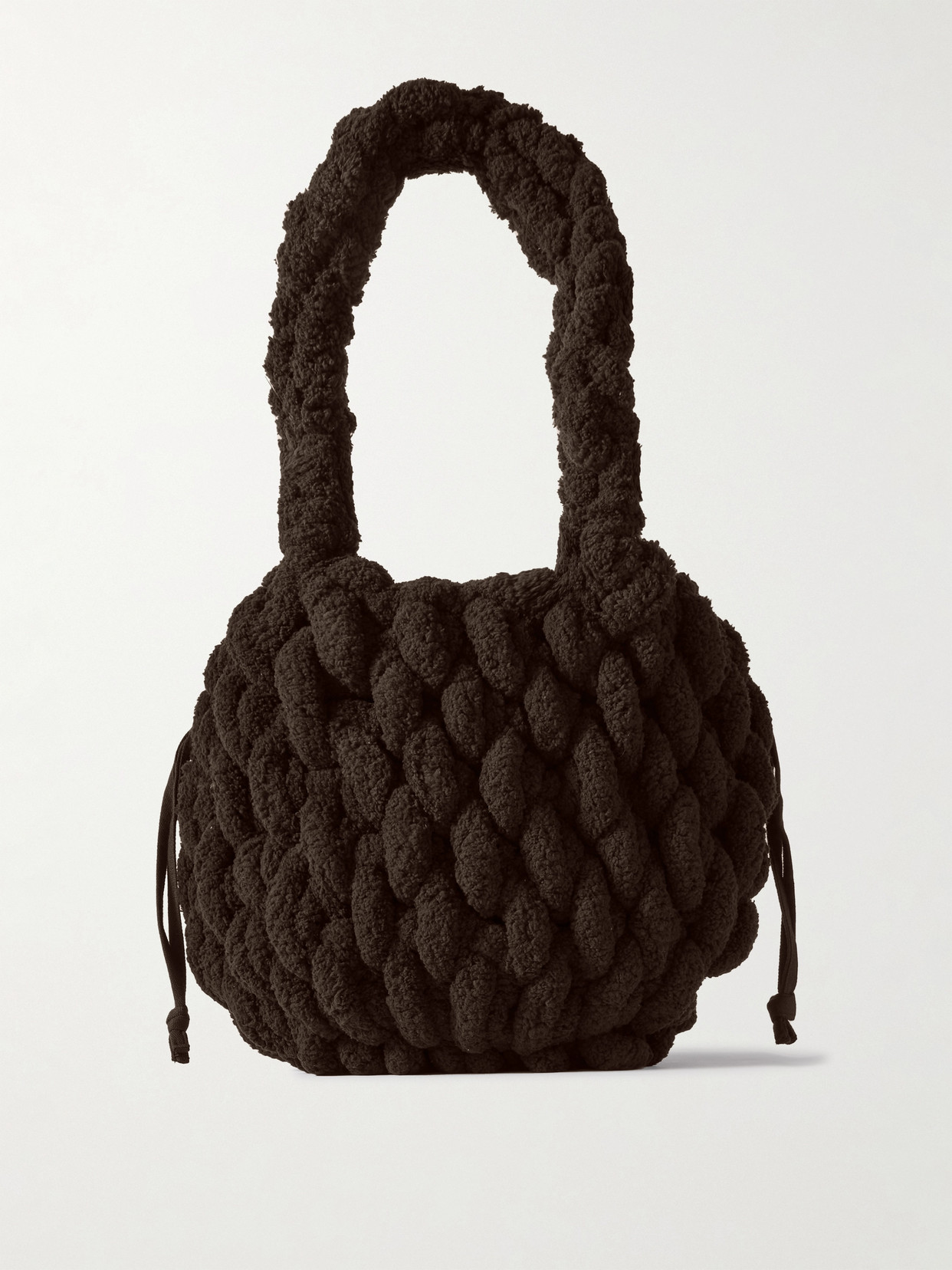 JW Anderson - Small Blanket Embellished Knotted Chenille Tote - Dark brown