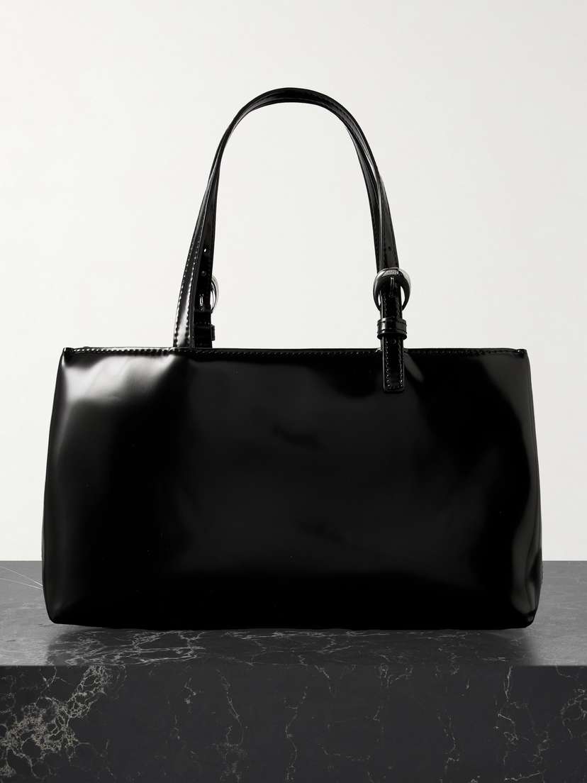 Staud Harlow Glossed-leather Tote