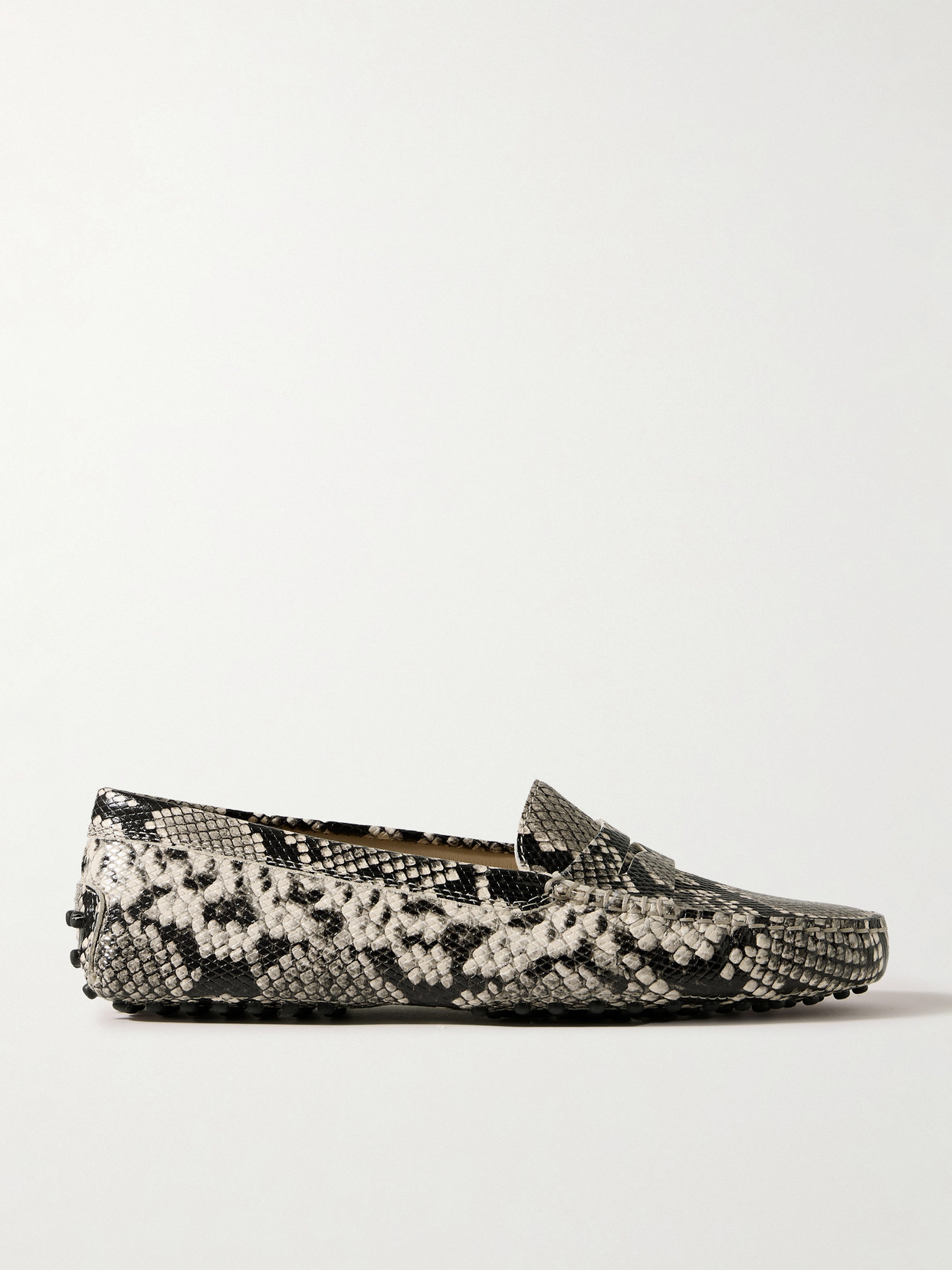 Tod's Gommino Snake-effect Leather Loafers In Animal Print