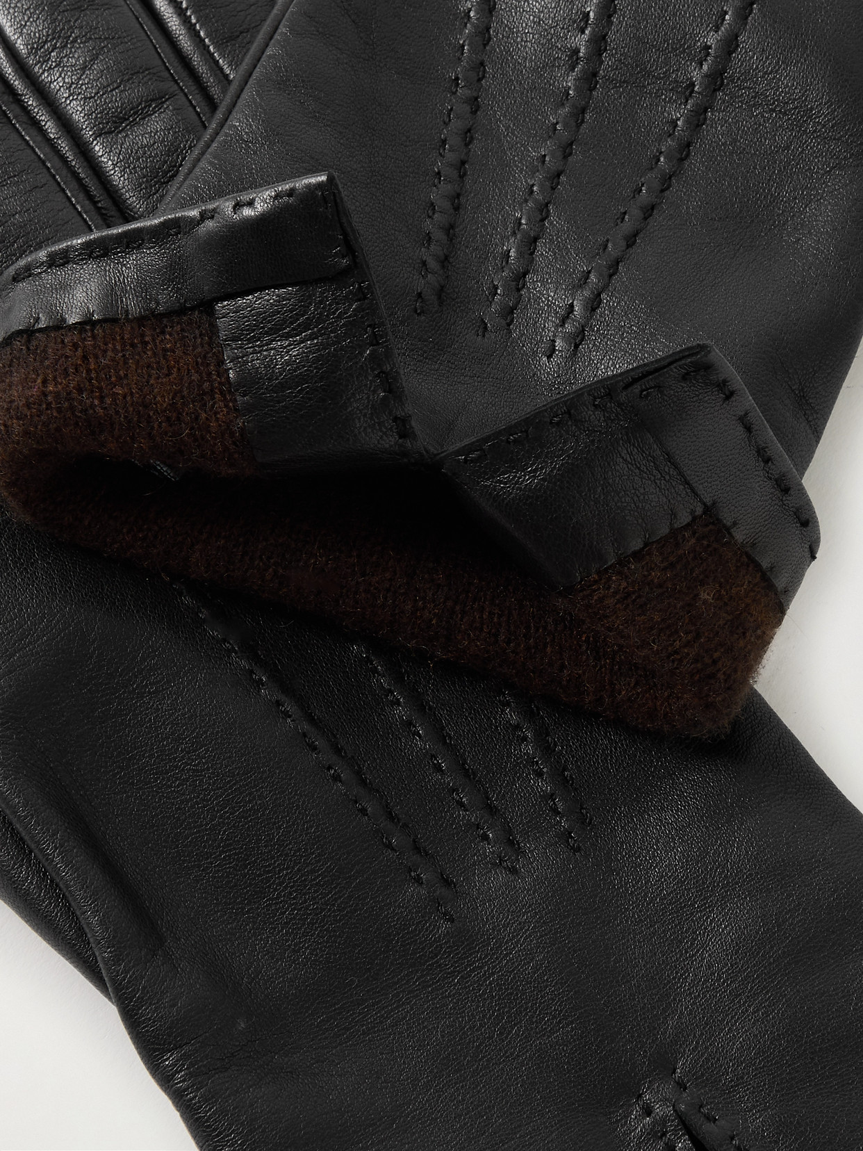 The Row Florence Leather Gloves In Black