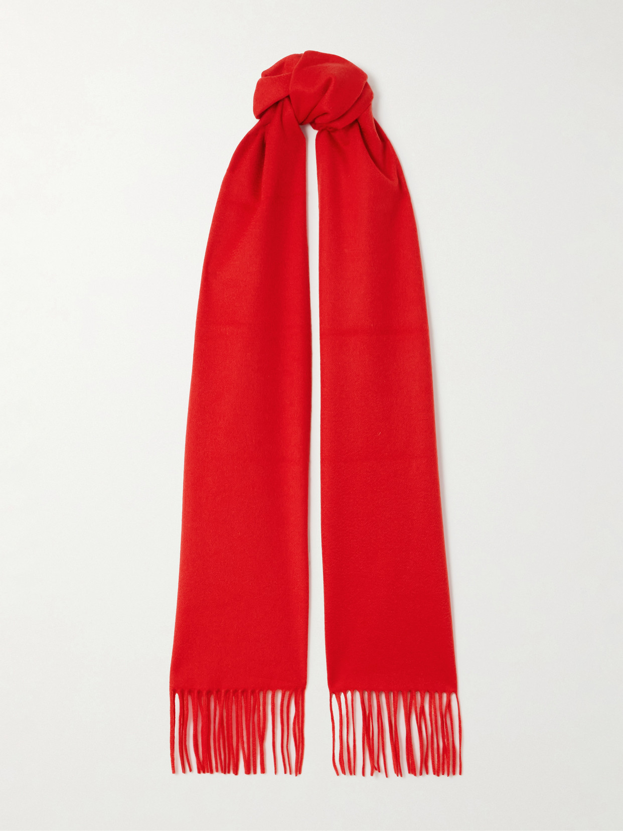 The Row Viktor Fringed Cashmere Scarf In Red