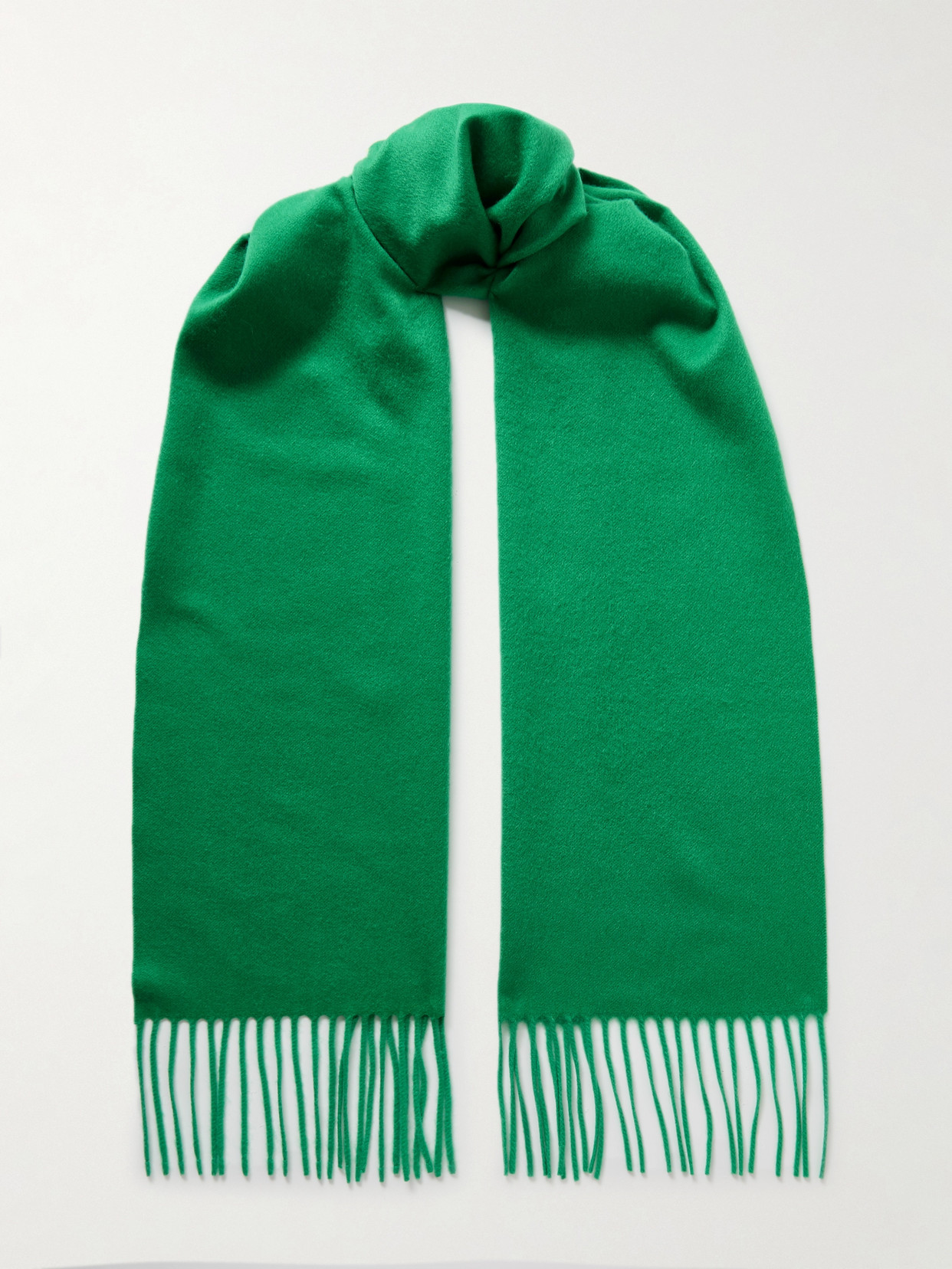 The Row Viktor Fringed Cashmere Scarf In Green
