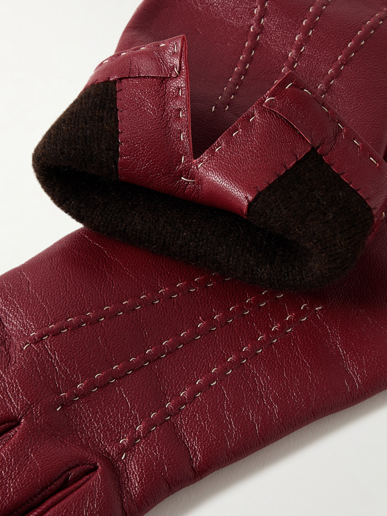 The Row Florence Leather Gloves In Red