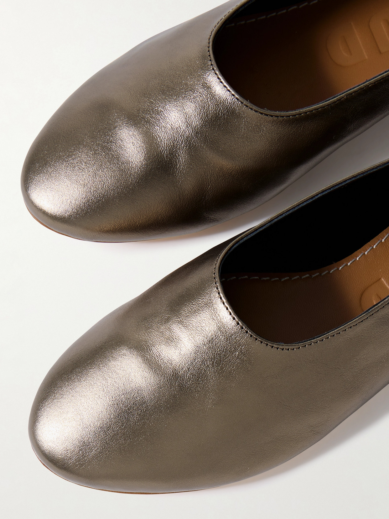 Staud Alba Metallic Leather Ballet Flats In Metallic