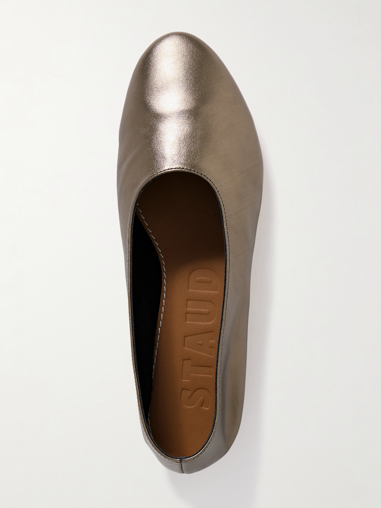 Staud Alba Metallic Leather Ballet Flats In Metallic