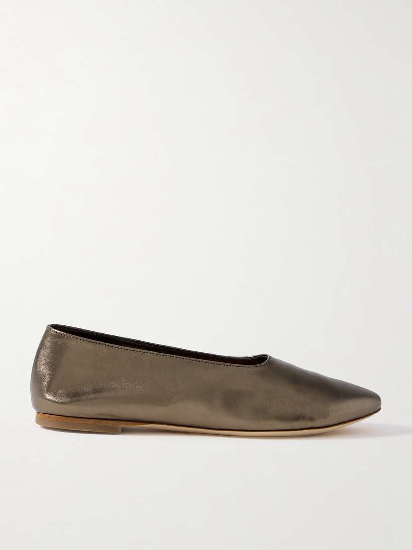 Staud Alba Metallic Leather Ballet Flats