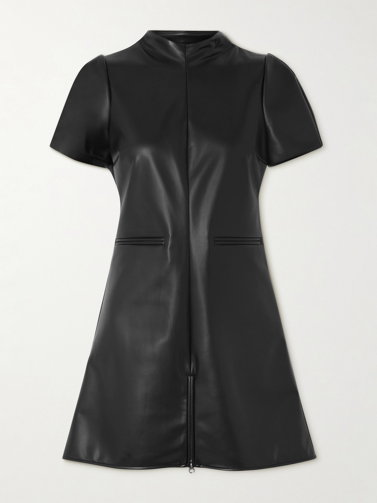 COURREGES - Zip-detailed Faux Leather Mini Dress - Black