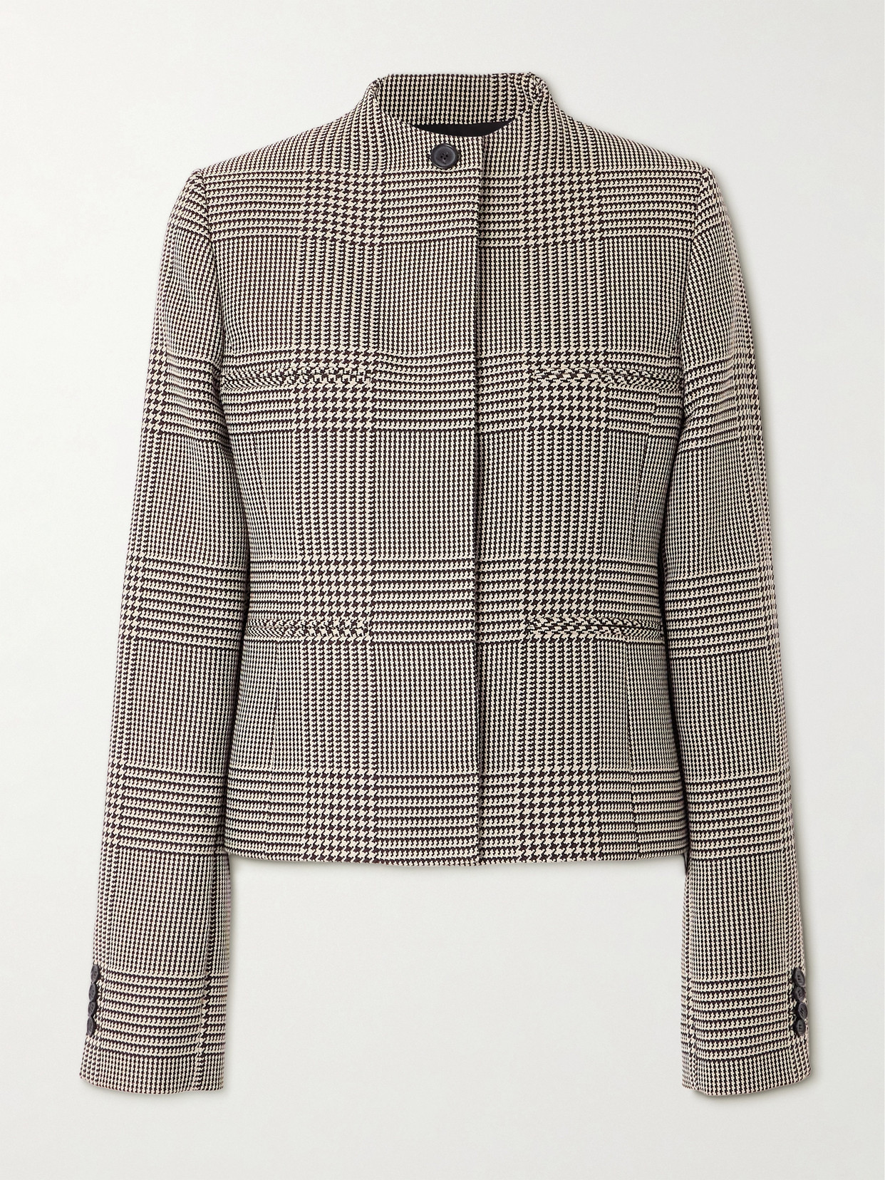 COURREGES - Officer Prince Of Wales Checked Tweed Jacket - Brown