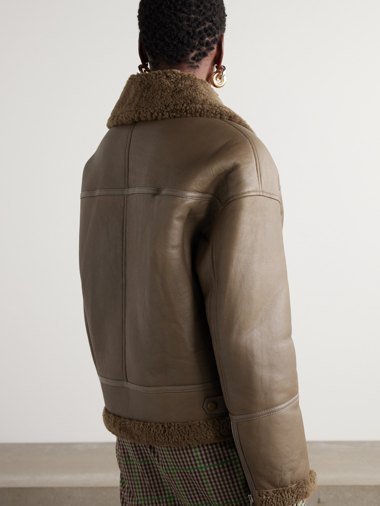 Yves Salomon Shearling Jacket In Brown