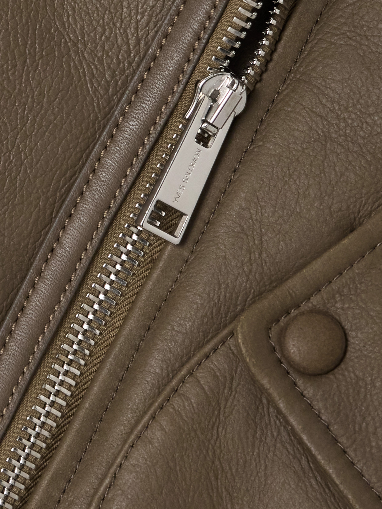 Yves Salomon Shearling Jacket In Brown
