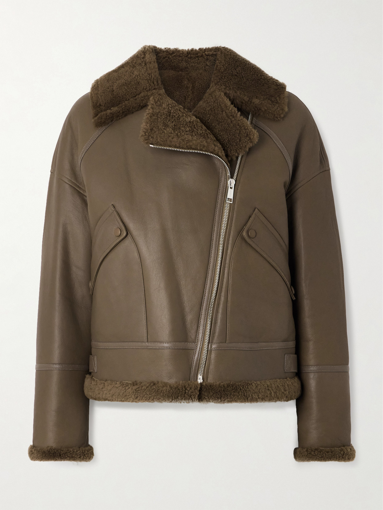 Yves Salomon Shearling Jacket In Brown