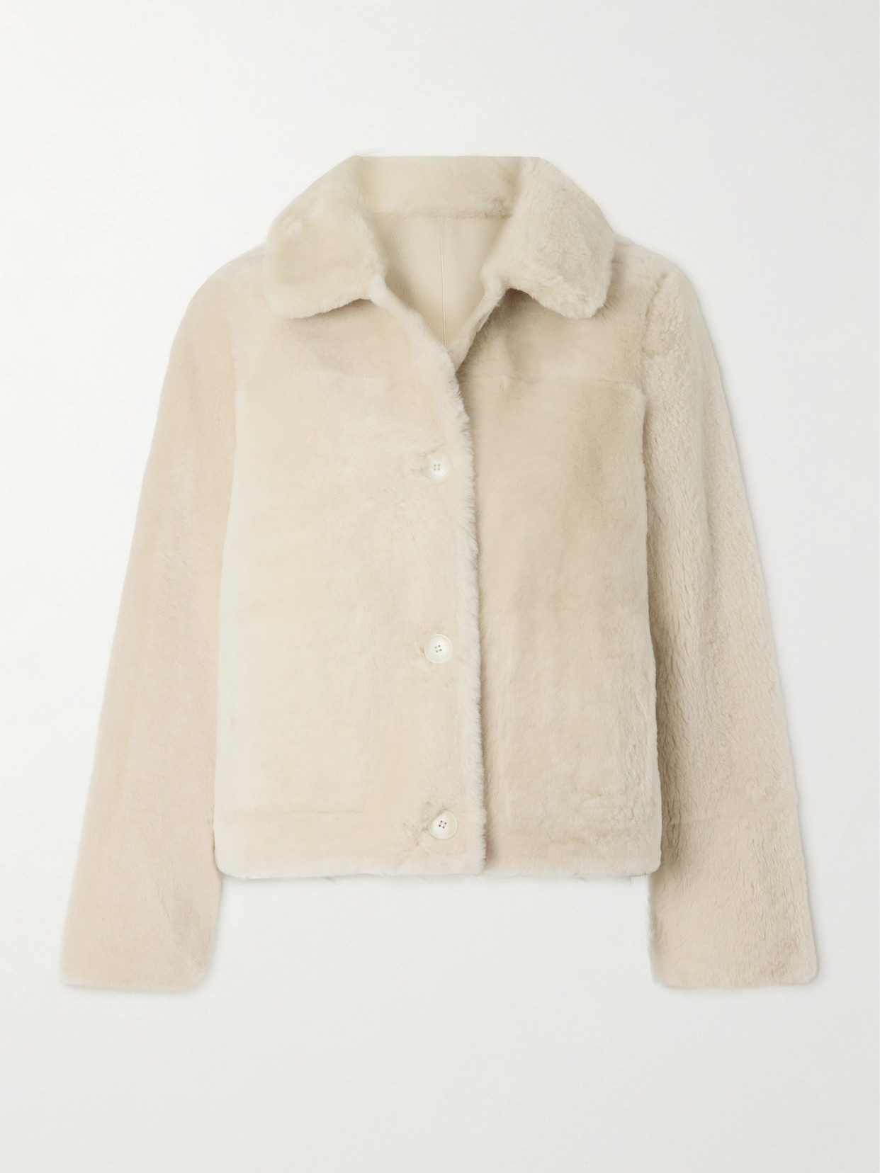 Yves Salomon Shearling Coat In Cream