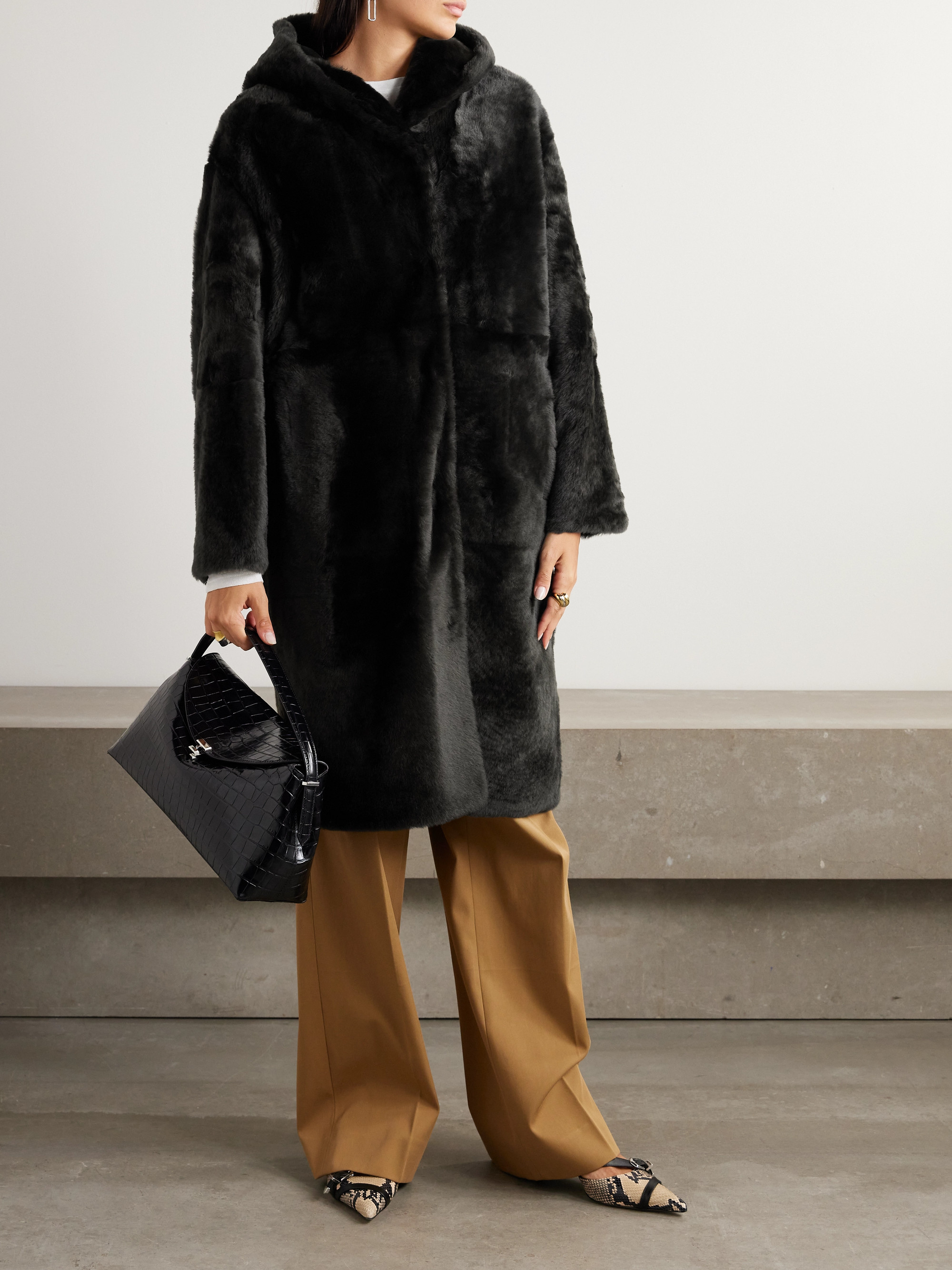 Yves Salomon Reversible shearling hooded coat