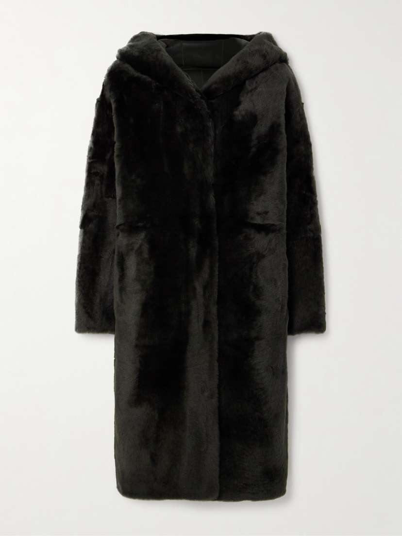 Yves Salomon Reversible Shearling Hooded Coat