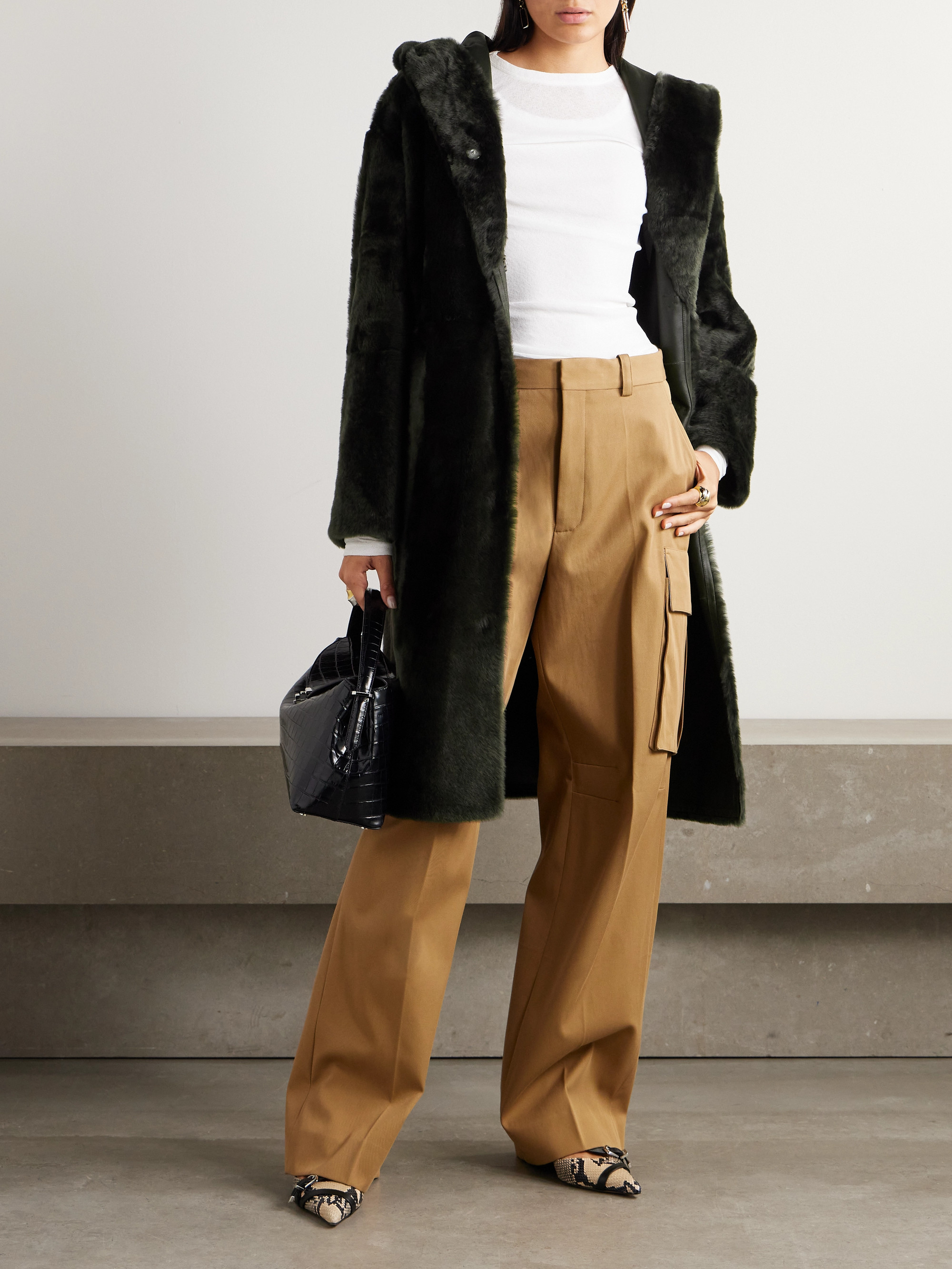 Yves Salomon Reversible shearling hooded coat thumbnail