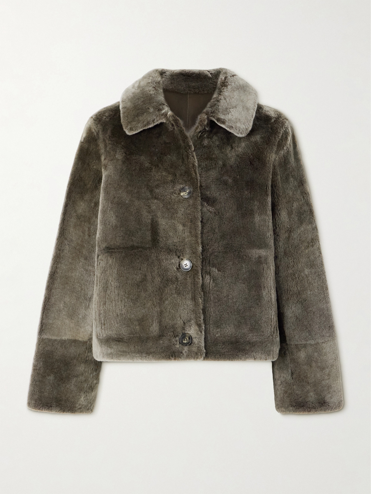 Yves Salomon Shearling Coat In Green