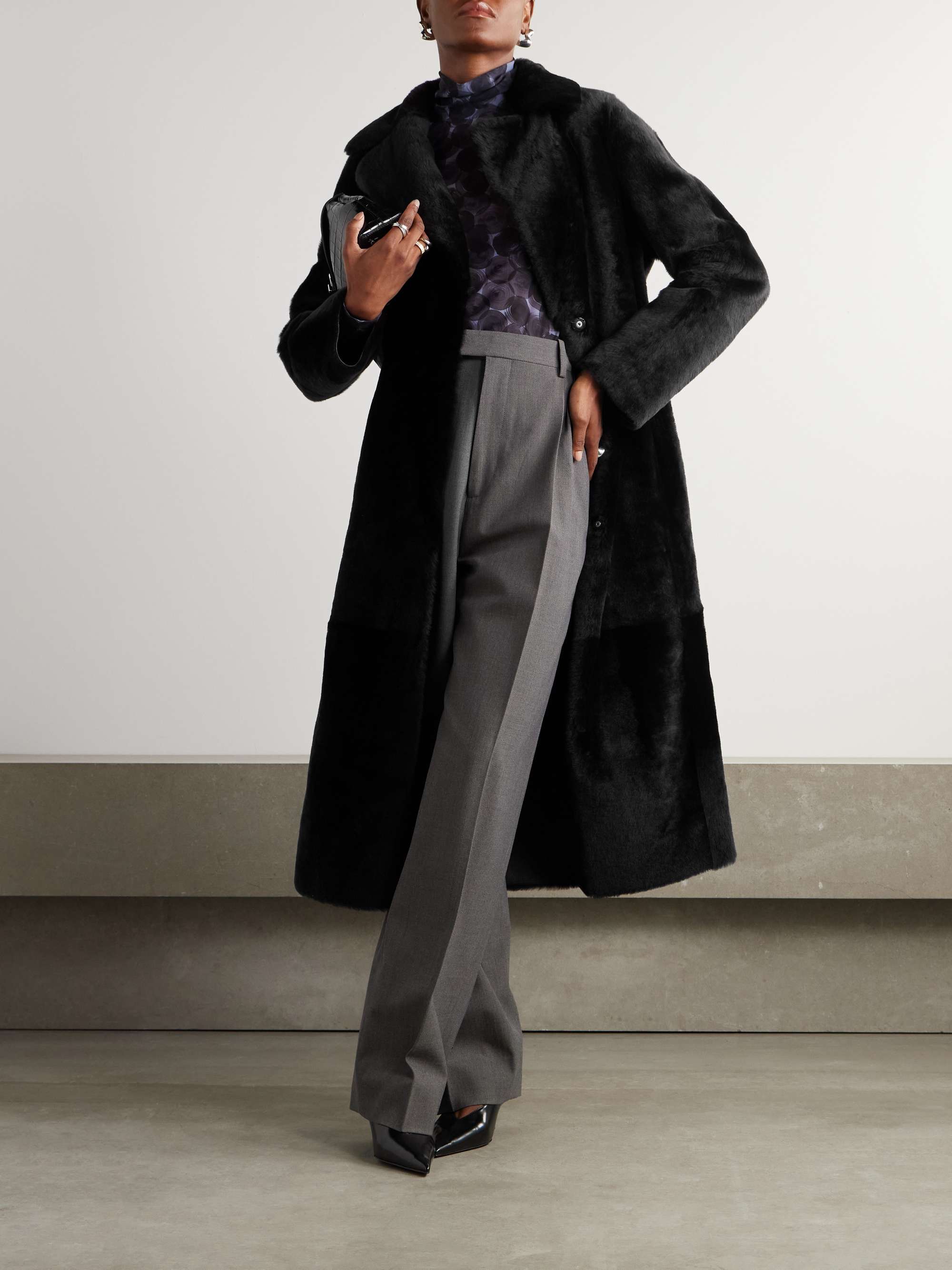 Reversible shearling coat black FR34