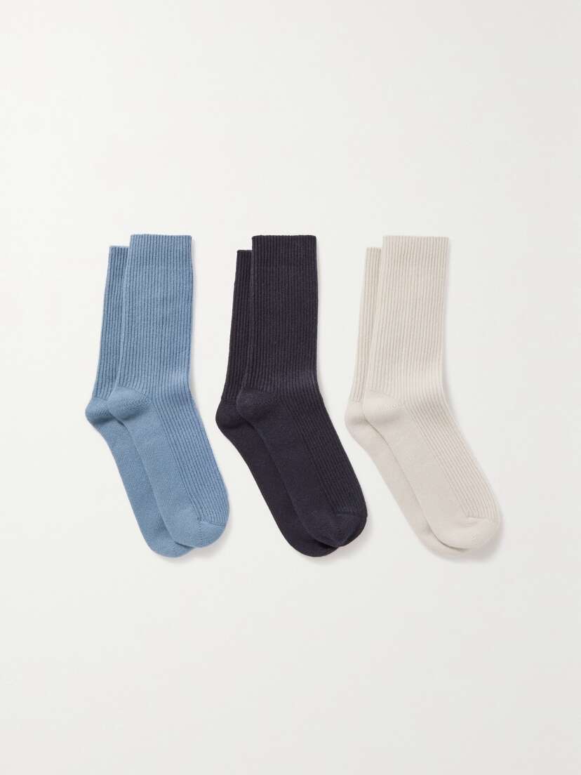 Arch4 Set Of Three Lucia Ribbed Cashmere Socks