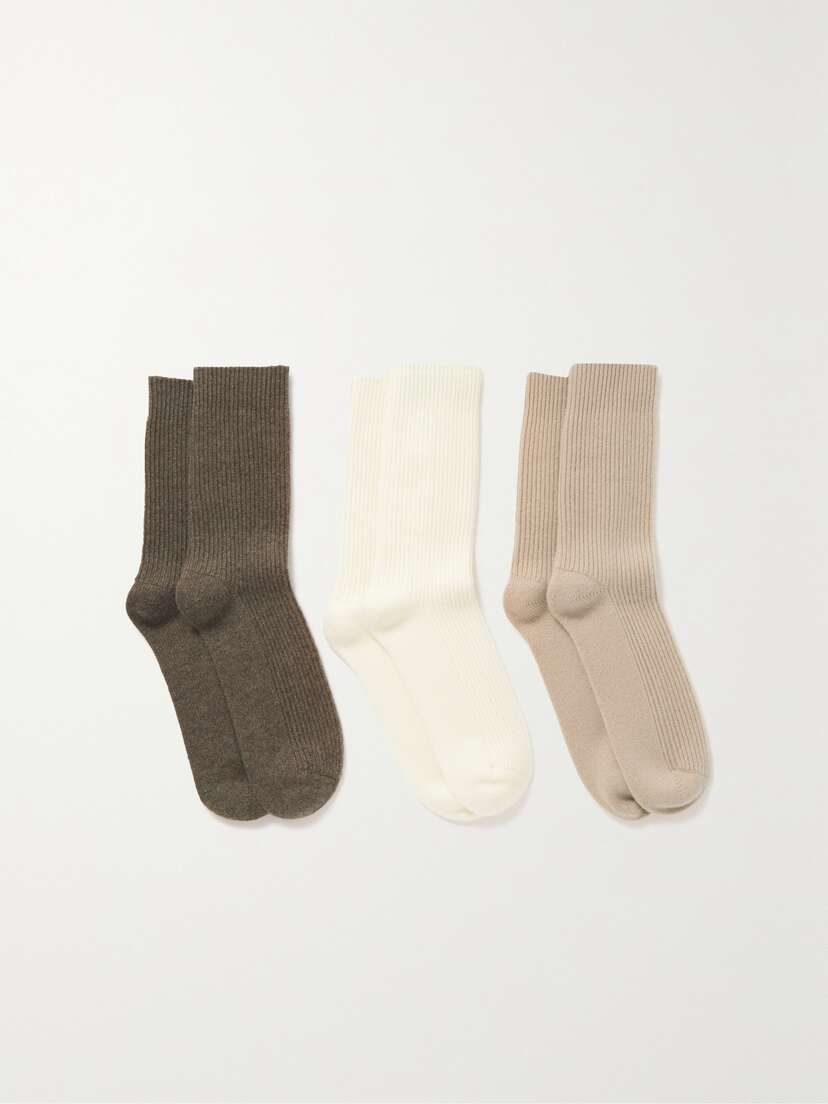 Arch4 Set Of Three Lucia Ribbed Cashmere Socks