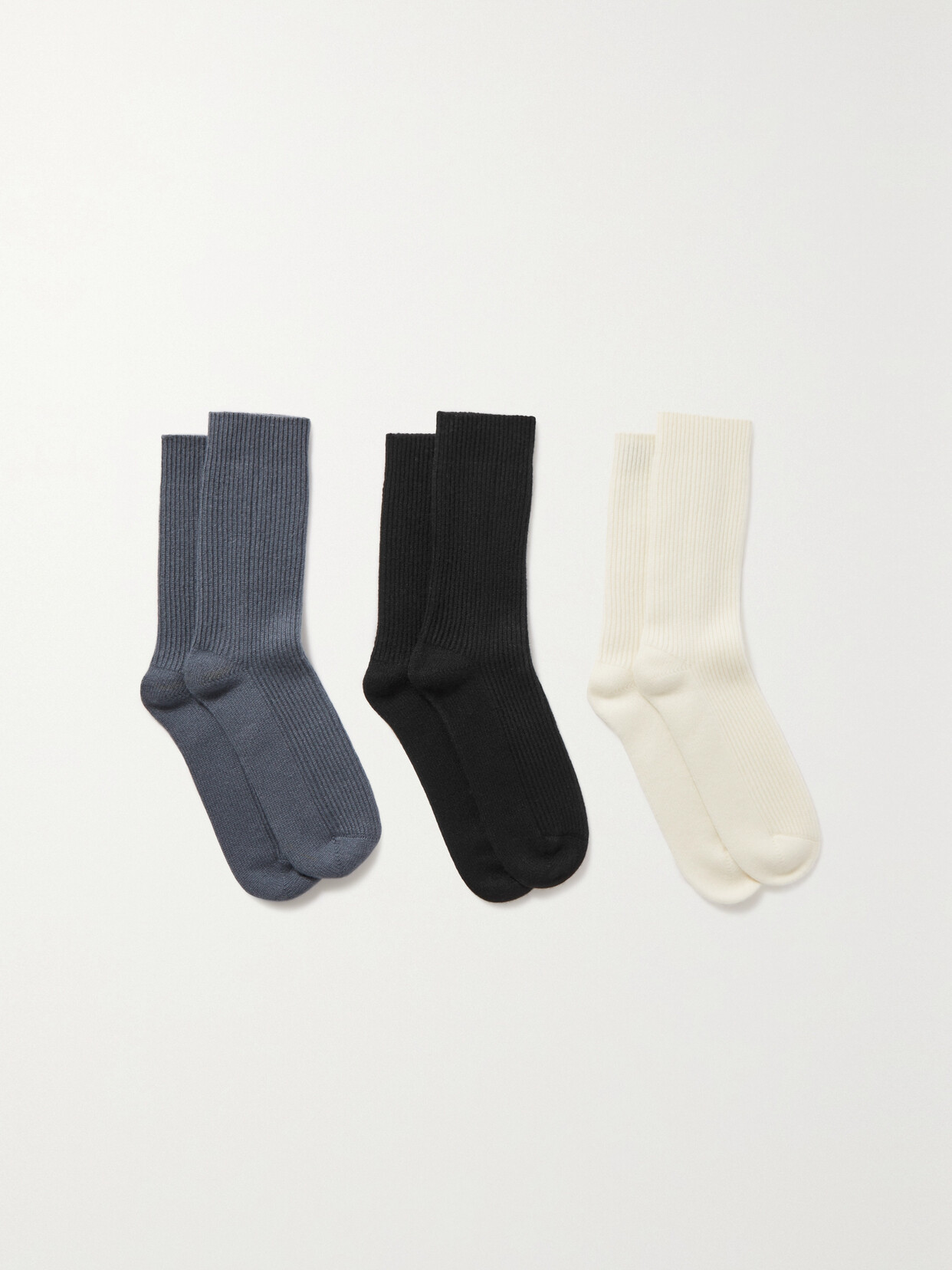 Arch4 Set Of Three Lucia Ribbed Cashmere Socks In Black