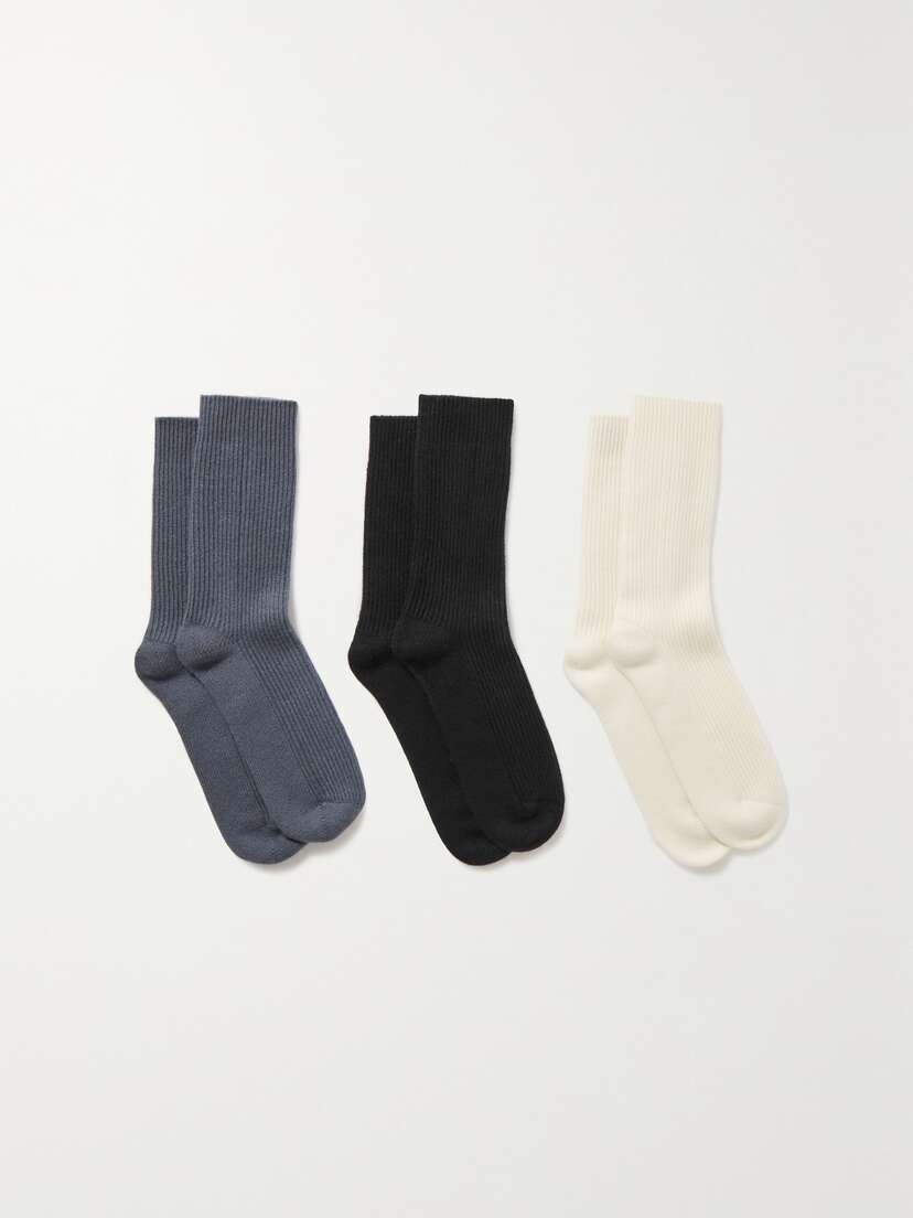 Arch4 Set Of Three Lucia Ribbed Cashmere Socks