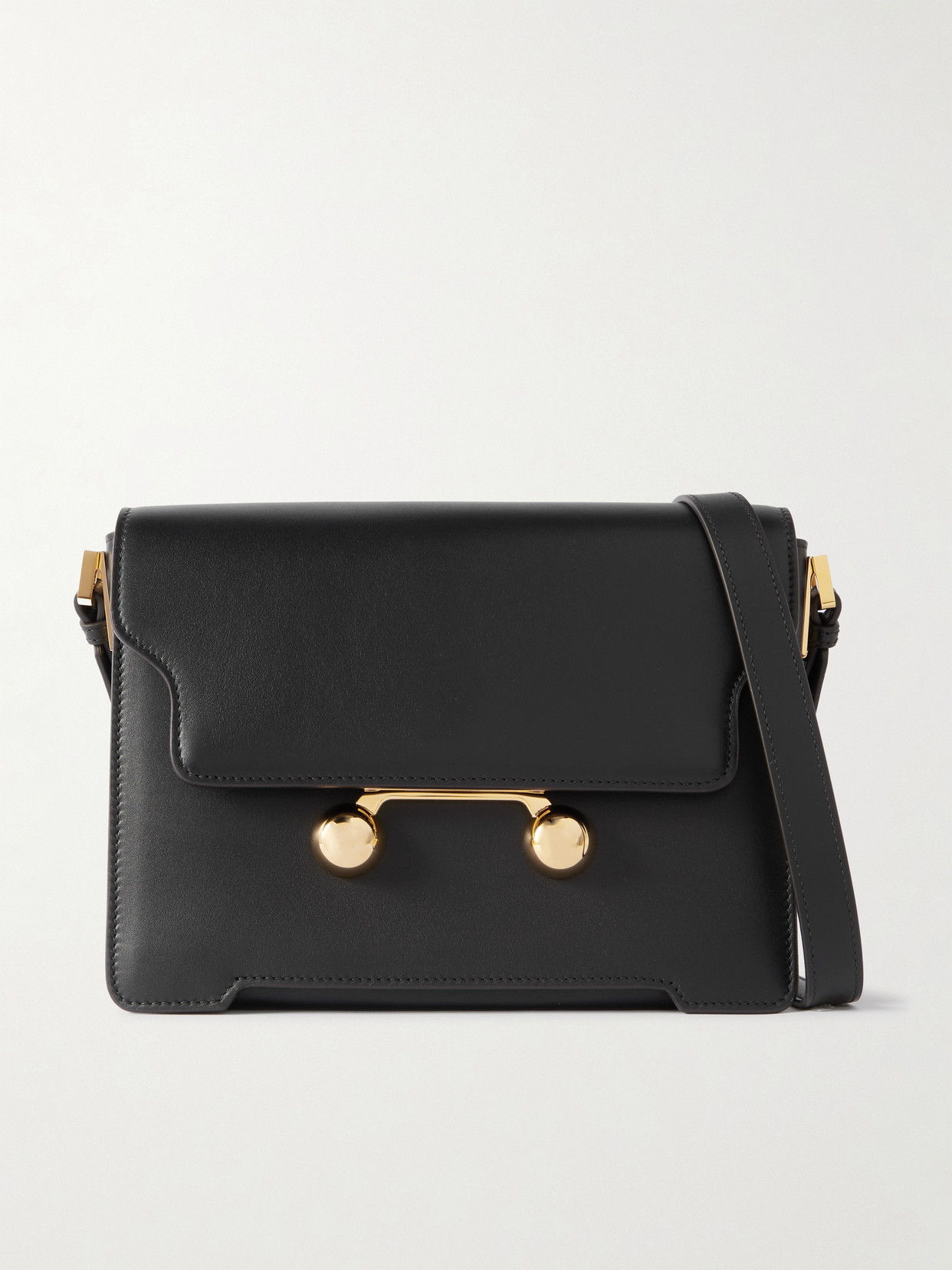Marni Medium Leather Shoulder Bag In Black