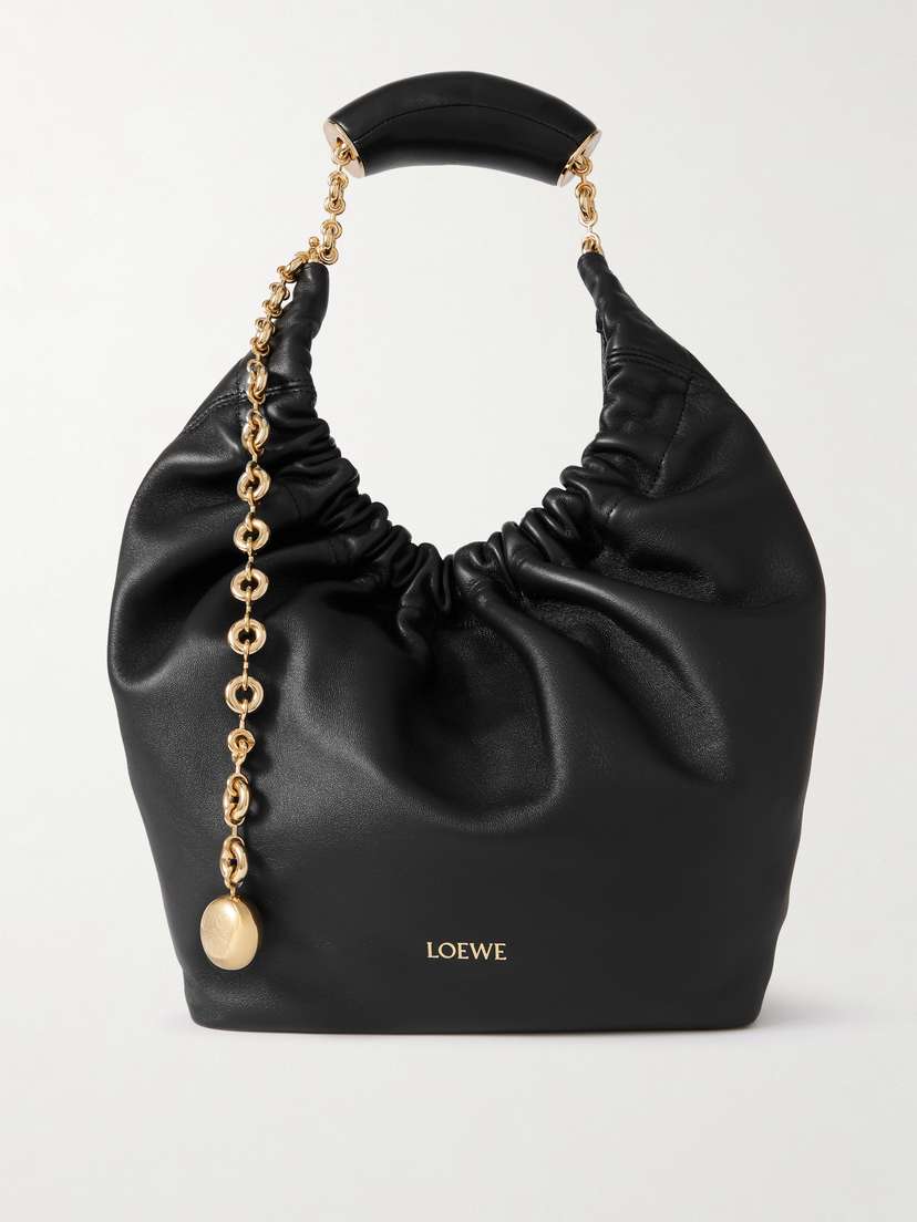 Loewe Squeeze Small Chain-embellished Gathered Leather Shoulder Bag