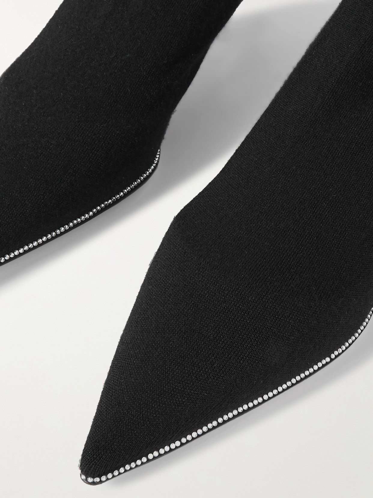 René Caovilla Crystal-embellished Stretch-knit Over-the-knee Boots In Black