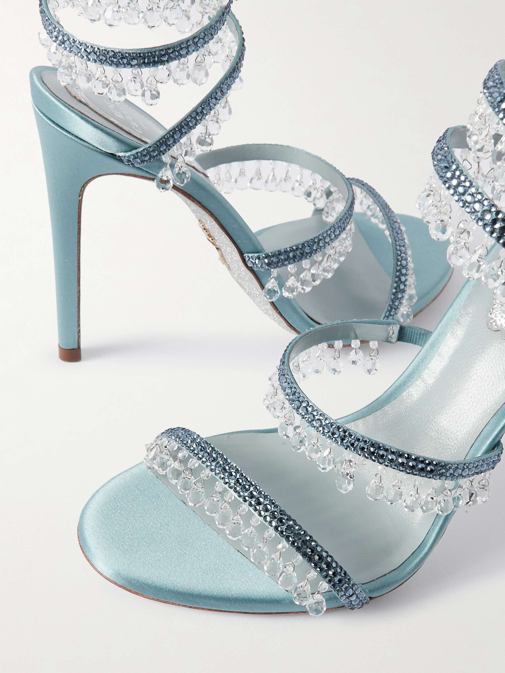 RENÉ CAOVILLA Chandelier crystal-embellished satin sandals