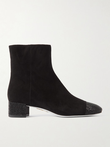 RENÉ CAOVILLA Bonnie embellished suede ankle boots
