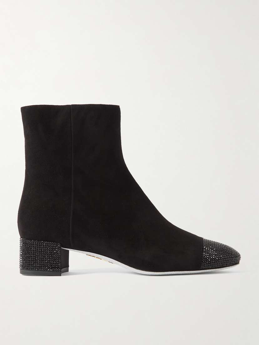 René Caovilla Bonnie Embellished Suede Ankle Boots