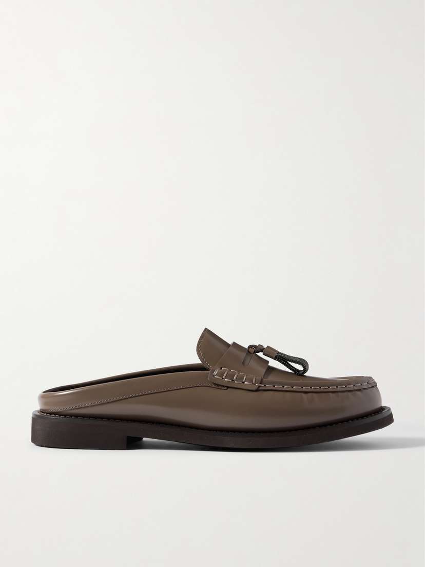 Brunello Cucinelli Bead-embellished Leather Loafers