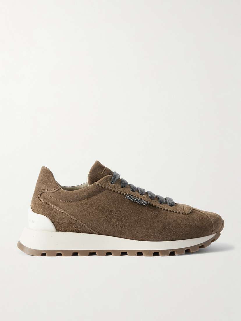 Brunello Cucinelli Bead-embellished Suede Sneakers