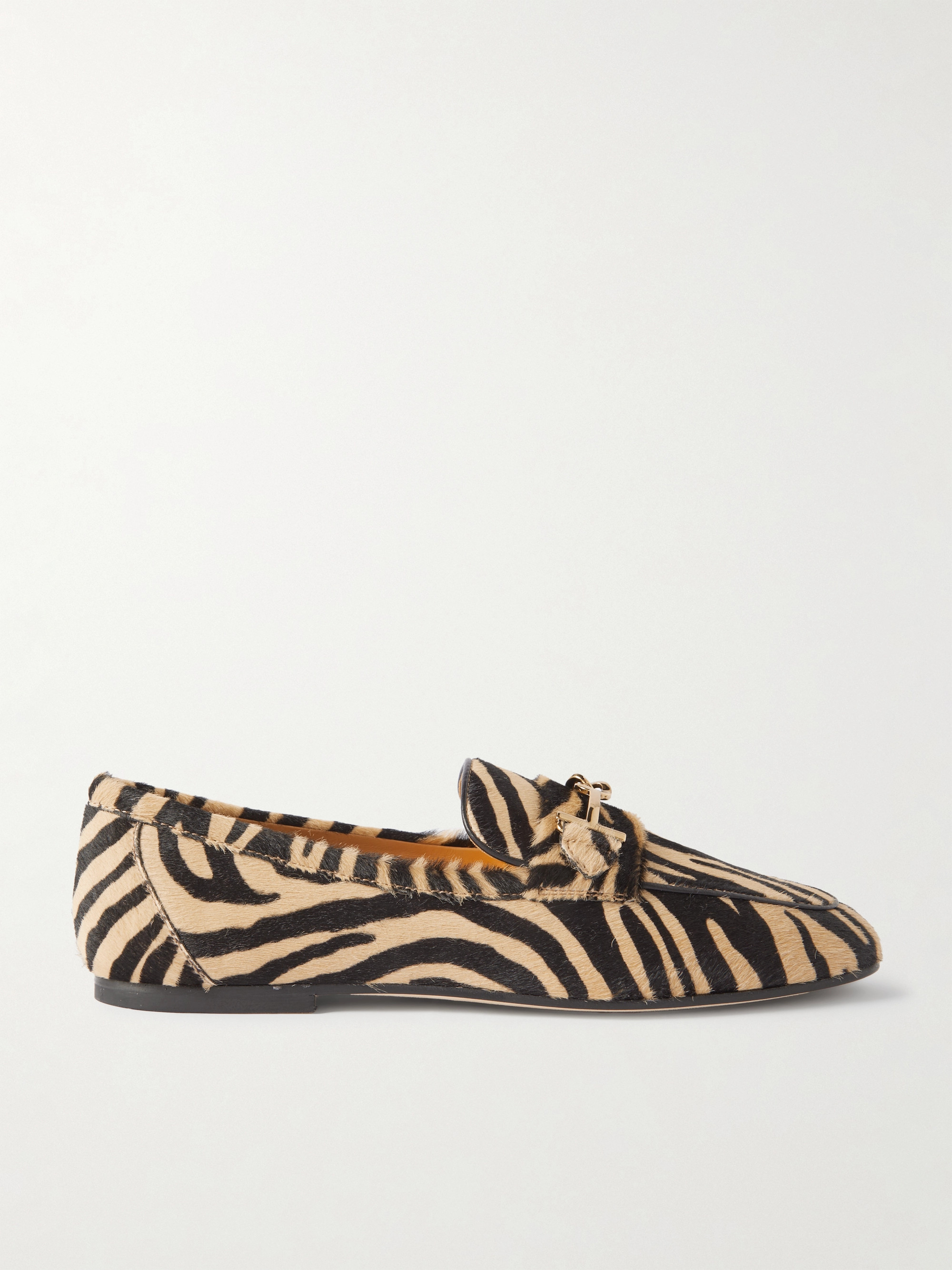 Tod's Embellished zebra-print pony hair loafers