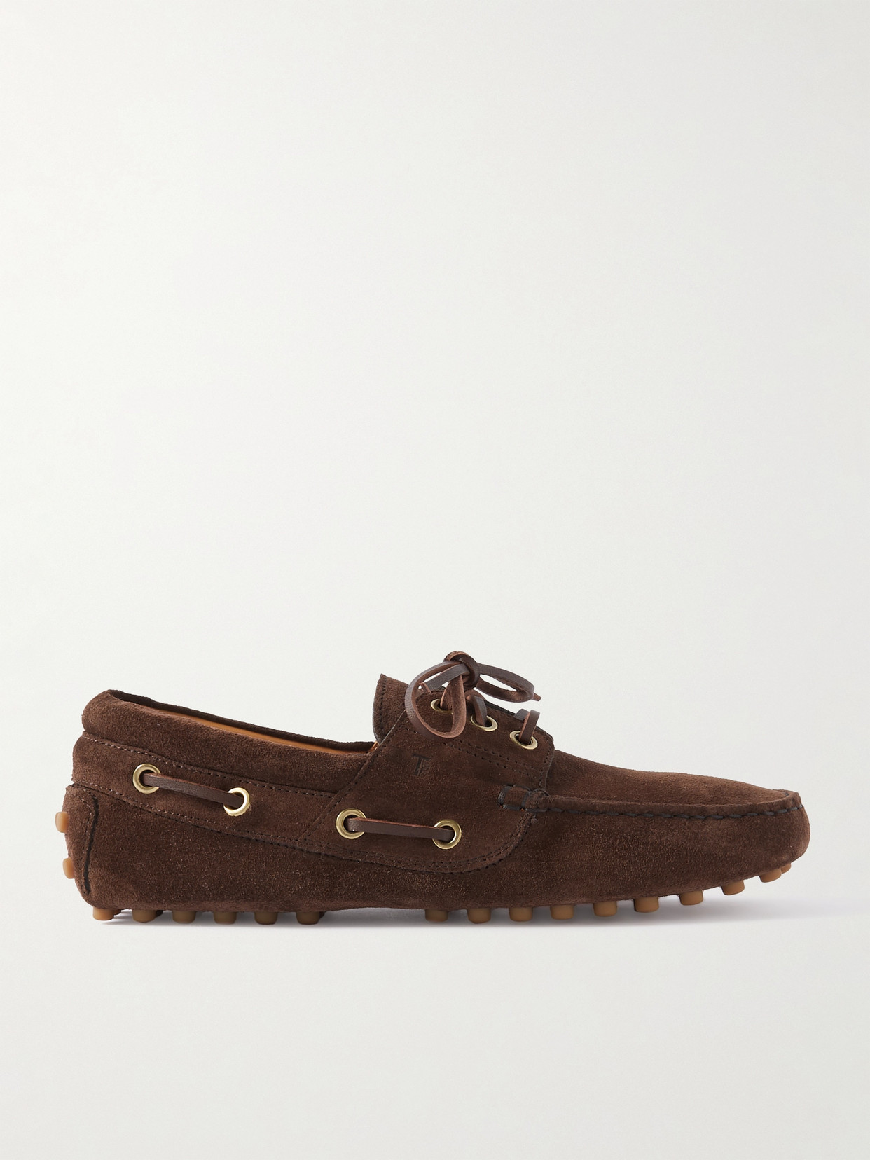 Tod's Gommino Leather-trimmed Suede Loafers In Brown